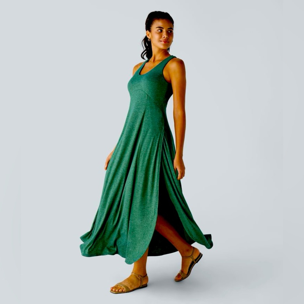 Halara U Neck Backless Split Flowy Maxi Casual Tank Dress NWT XL